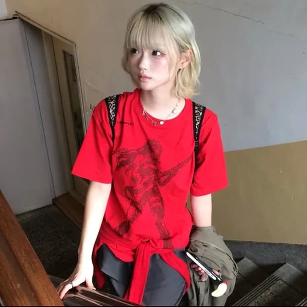 픽셀 락 스타 그래픽 오버핏 티셔츠