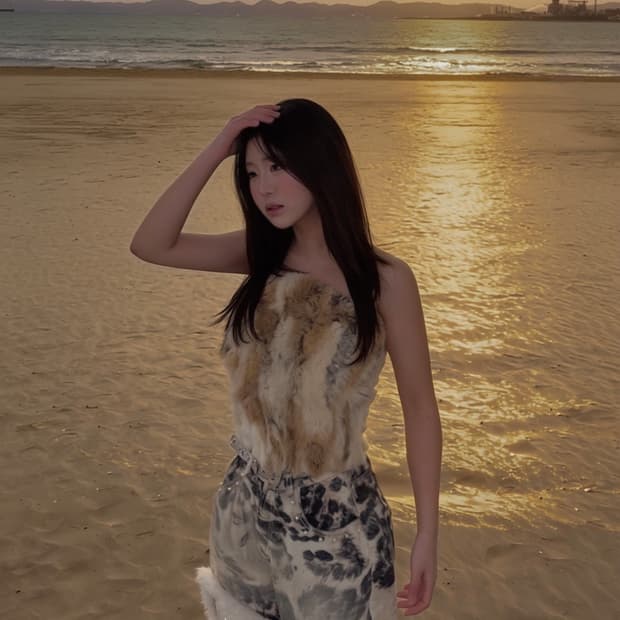 퍼 탑 +퍼 청바지 세트