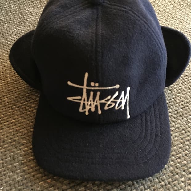 스투시 울 이어 플랩 캡 네이비