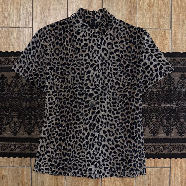 Half-Neck Leopard Blouse 0100