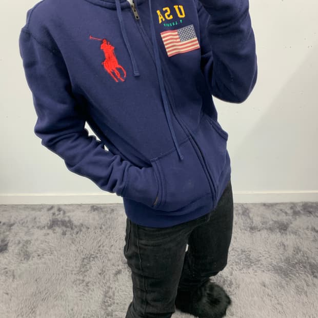 폴로 랄프로렌 빅포니 성조기 후드집업 네이비