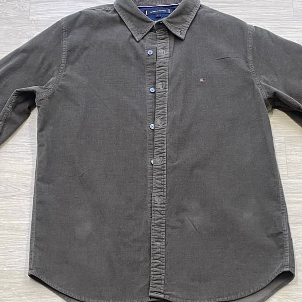 타미힐피거 솔리드 코듀로이 셔츠 카키