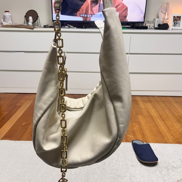 Time 천연 소가죽 크루아상 백