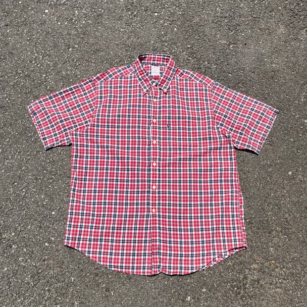 브룩스브라더스 체크 반팔셔츠 p456