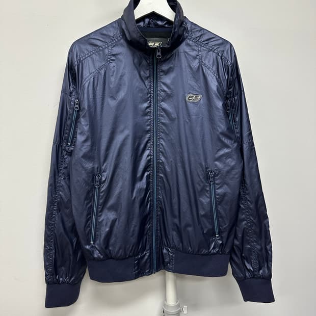 디젤 55dsl 로고 나일론 바람막이 블루종 자켓