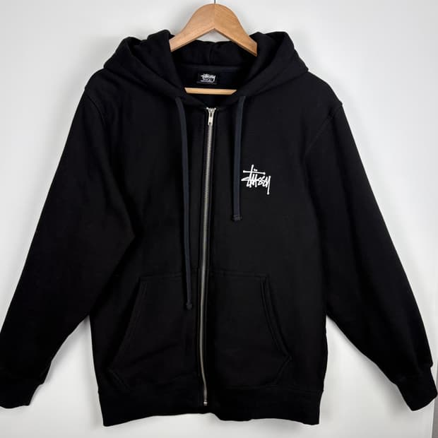 스투시 베이직 로고 기모 후드 집업