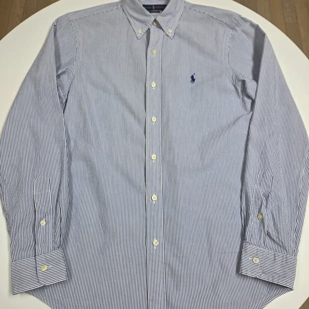 폴로 시어서커 블루 스트라이프 셔츠 s사이즈
