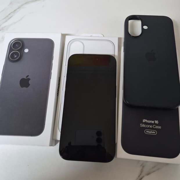 아이폰16 128기가 블랙 + 미개봉 정품 투명케이스