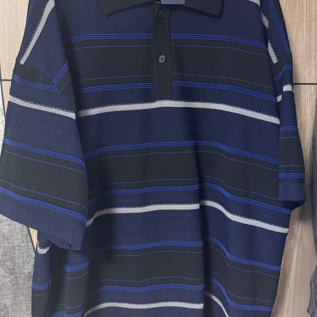 준지 스트라이프 티칼라 니트 블루 m