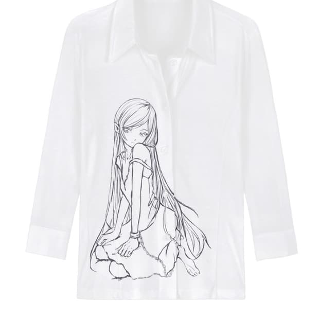 본네 셔츠 Three-quarter sleeve shirt (White)