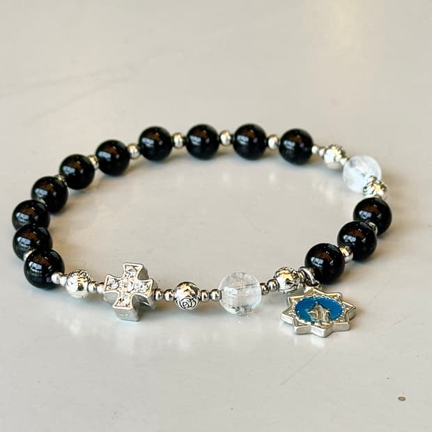 (맞춤) 천연석 오닉스 백수정 묵주팔찌 원석팔찌