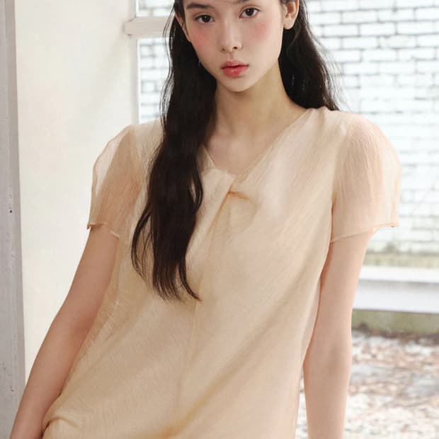 잇미샤 오간자 실크 블라우스 55사이즈
