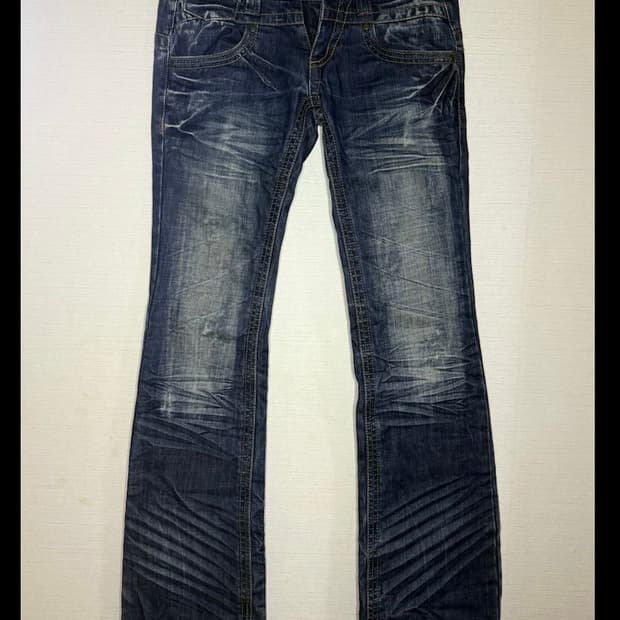 FAZBEE washed denim bootcut pants