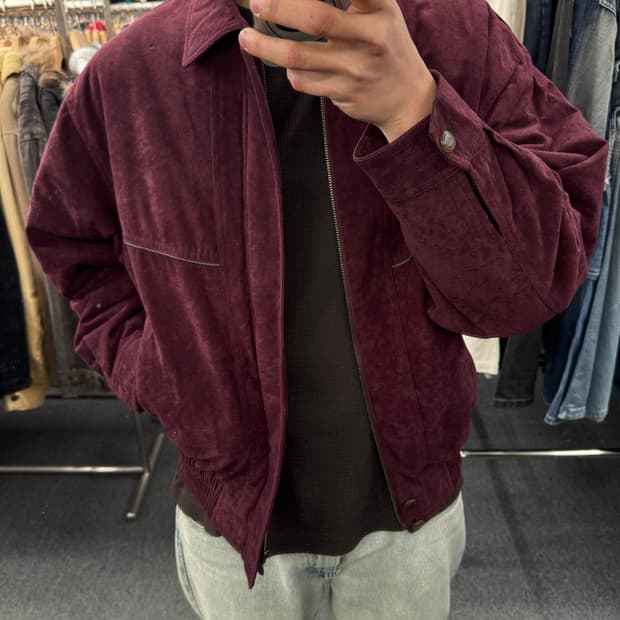 OS)World Top 빈티지 퍼플 코듀로이 블루종 봄버 자켓