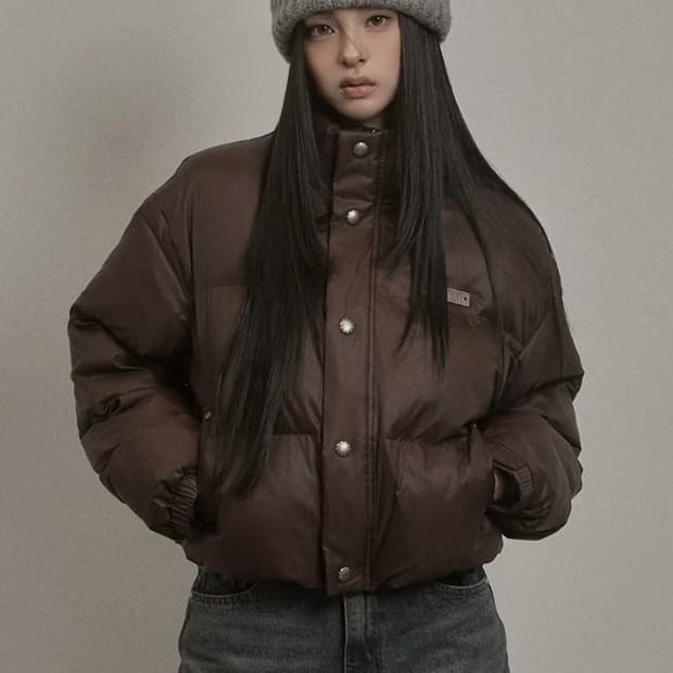 카키포인트 스터드 패딩 (브라운)