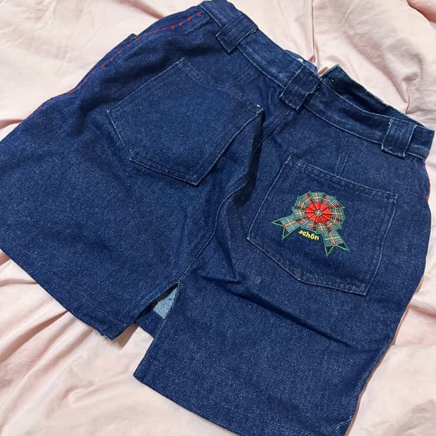 뒤 트임 트랙 데님 스커트