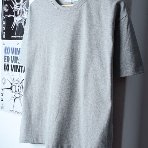 W(L-XL) 르아르 반팔 티셔츠 새상품 오버핏 그레이 무지-H31403
