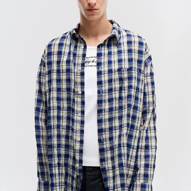 애니타임로릭 아이리스 체크셔츠 블루 M