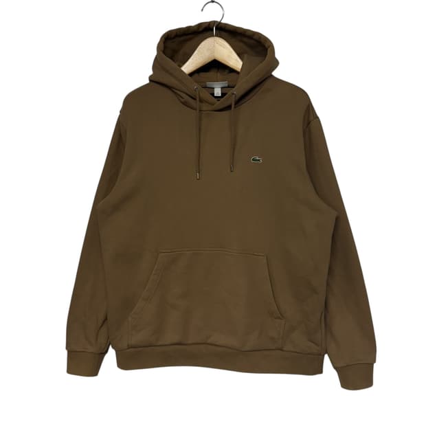 라코스테 로고 해비스웻 후드티 된장