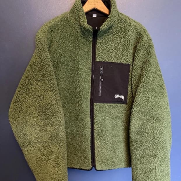 스투시 8볼 플리스 자켓 그린
