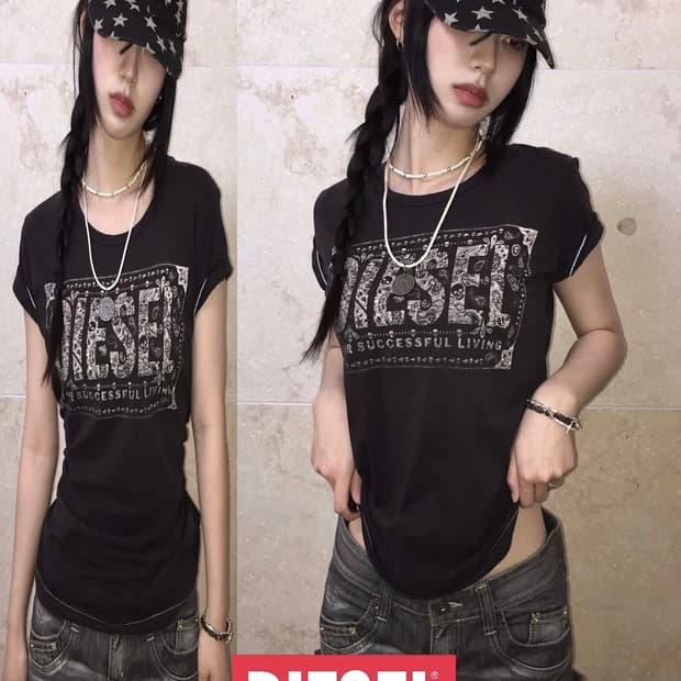 디젤 반팔 티셔츠 DIESEL Paisley Short Sleeve