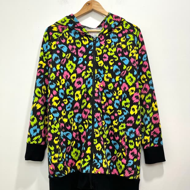 Y2k 갸루 레오파드 호피 넥워머 롱후드집업