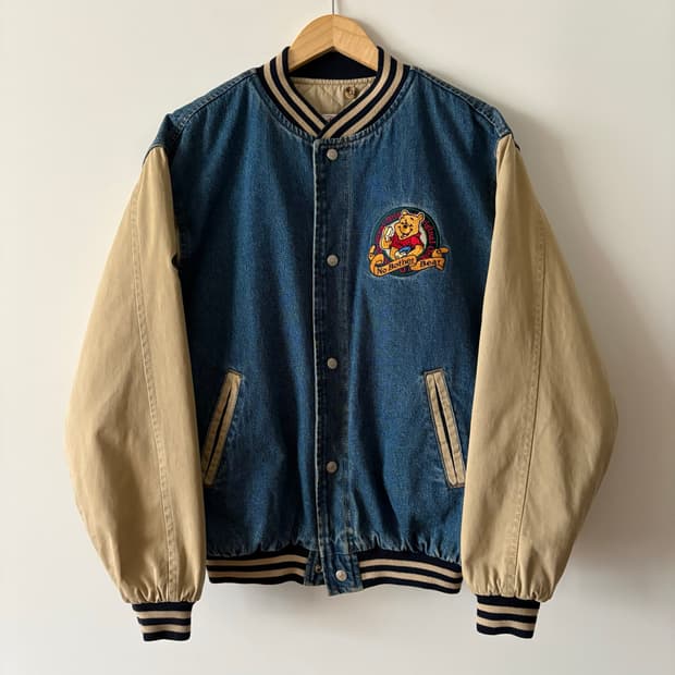 디즈니 90s 곰돌이푸 바시티 자켓