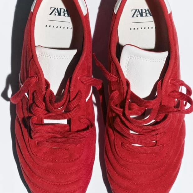 자라 퀼팅 런닝 스니커즈_레드