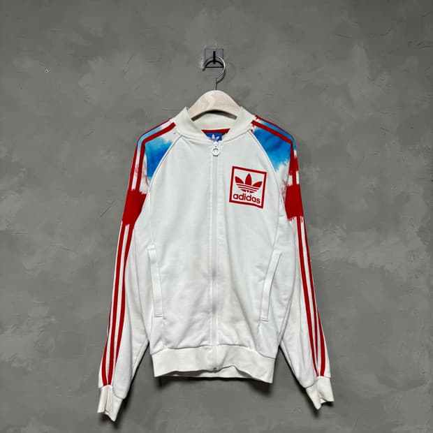 아디다스 빅로고 유로파 져지 트랙탑 화이트 빨강