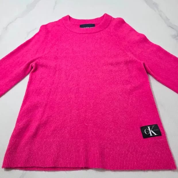 캘빈클라인 진 핫핑크 로고 니트 (컨디션 최상) 55