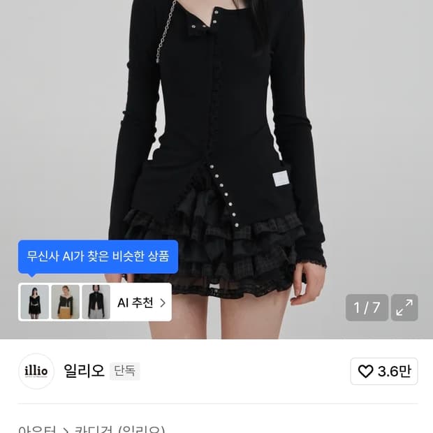 일리오 black lace trim cardigan