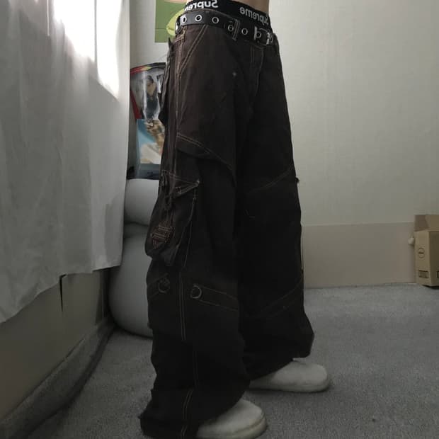 빈티지 포켓디테일 브라운 카고팬츠