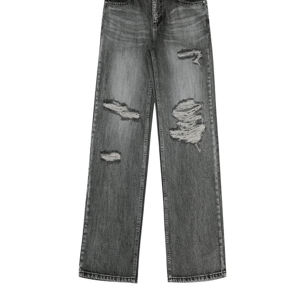 보헴서 HIGHLIGHT DAMAGE WIDE PANTS, GRAY