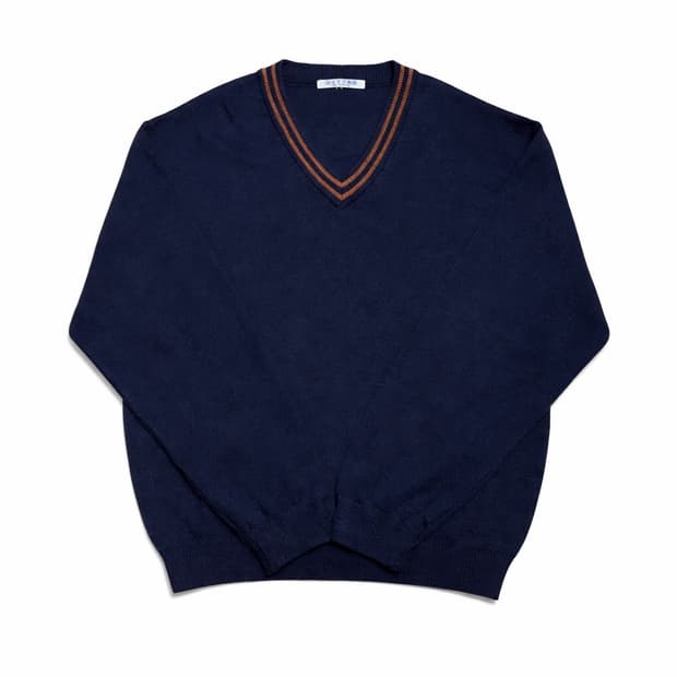 JPN 90s~00s 일본 빈티지 모리걸 프레피 브이넥 교복 니트