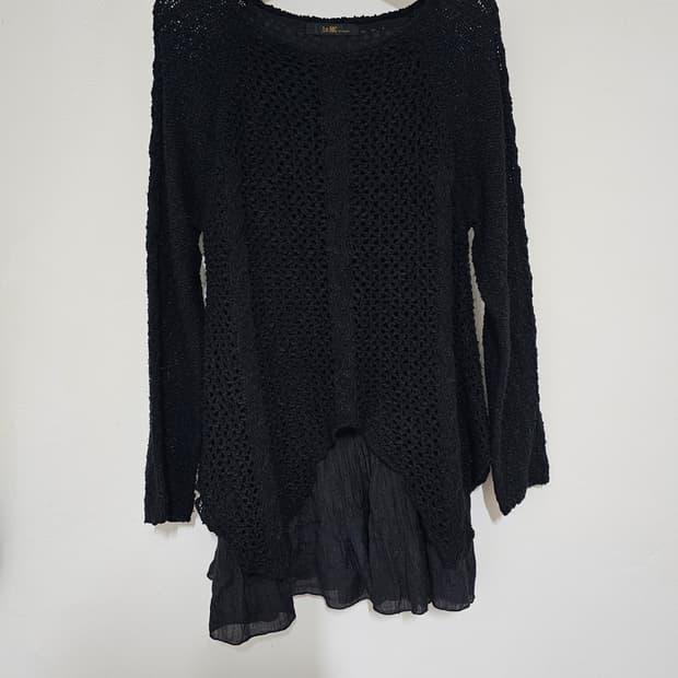 르니앤맥코이 블랙 짜임 니트 레이어드룩 스타일 55-55반