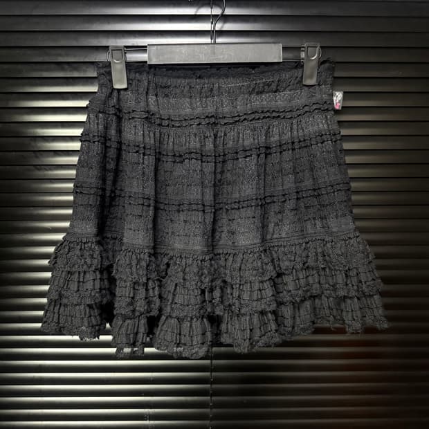 메조피아노 캉캉 레이스 치마 블랙 로리걸 갸루 고스 펑크 밴딩 프릴 쉬폰