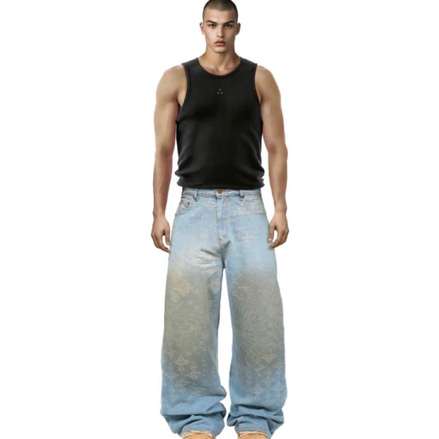 언타이틀드 아트웍스 자콰드 데님 팬츠/ L