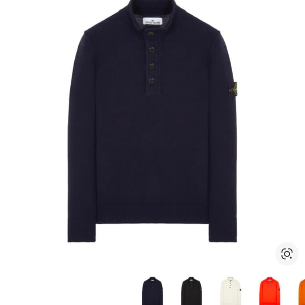 스톤 아일랜드 540A3 하이 넥 하프 버튼 램스울 니트