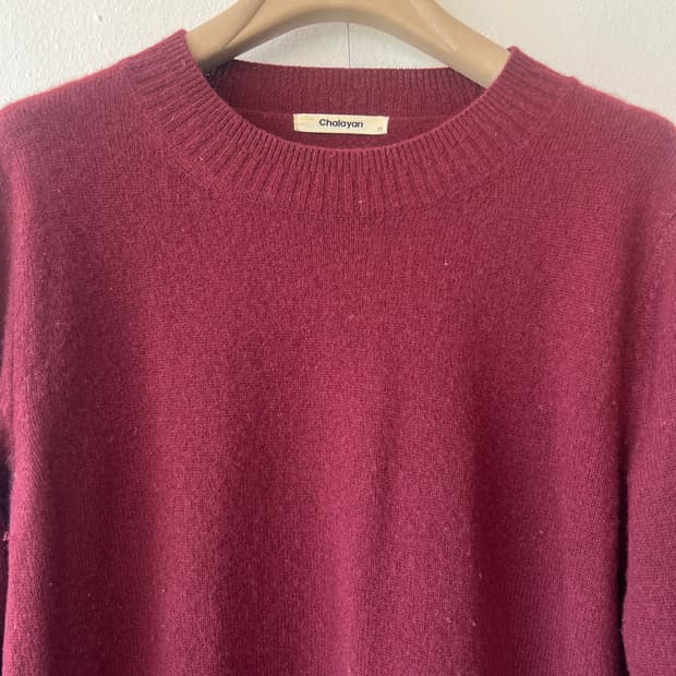 Chalayan 여성 버건디 캐시미어100니트 라운드니트