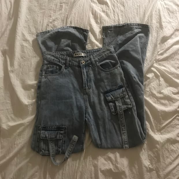 일본빈티지 핀턱 카고 데님