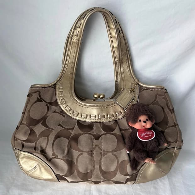 Coach gold brown shoulder bag