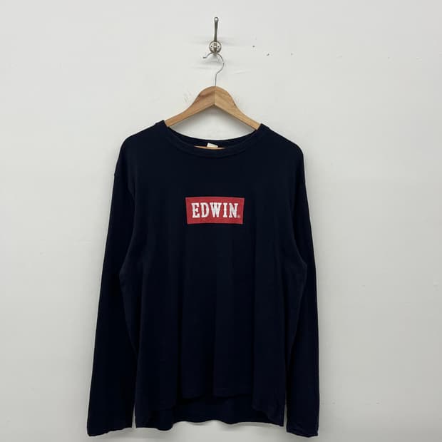 EDWIN 에드윈 박스로고 긴팔티셔츠 블랙 남L