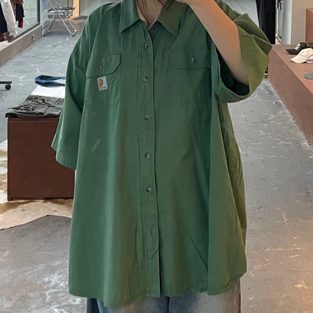 칼하트 그린 반팔 셔츠 H2451