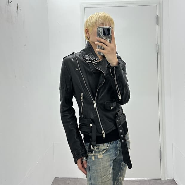 Belted 2-Way Lambskin Leather Jacket