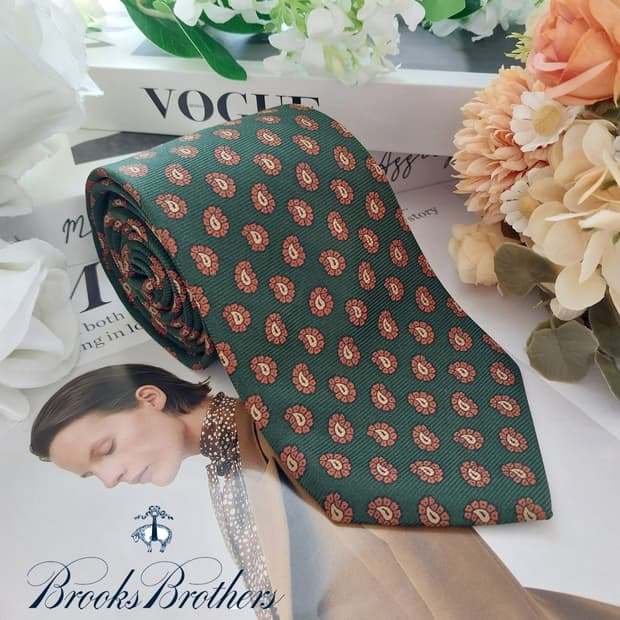 브룩스 브라더스 실크 페이즐리 넥타이 8.6cm A+등급 K1637
