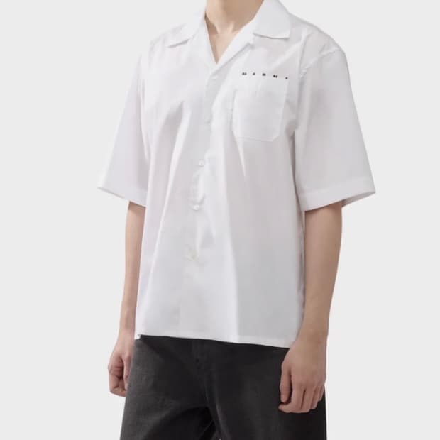 마르니 Hidden Logo Bowling Shirt White 52