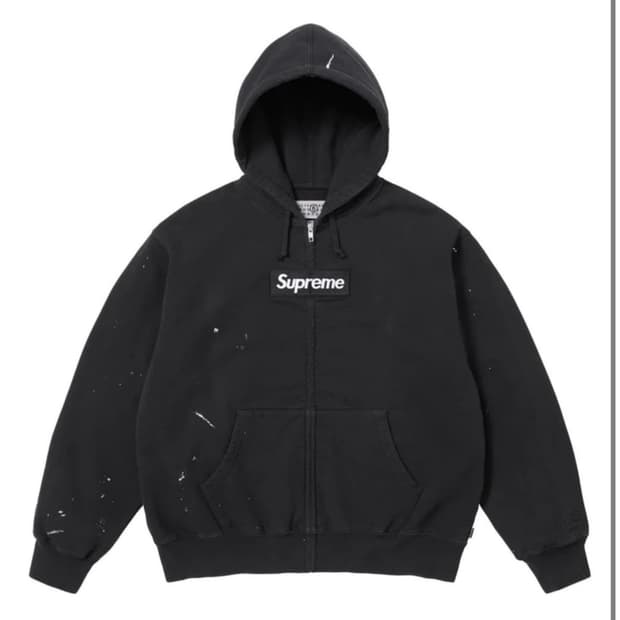 슈프림 mm6 박스로고 후드집업 블랙 M
