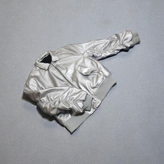 자라 메탈릭 레더 실버 재킷