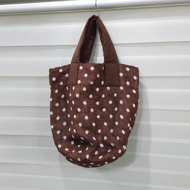일본 ALDIN 도트무늬 린넨 토트백