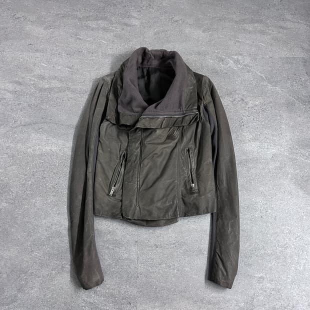 릭오웬스 카프스킨 드레이프 하이넥 자켓